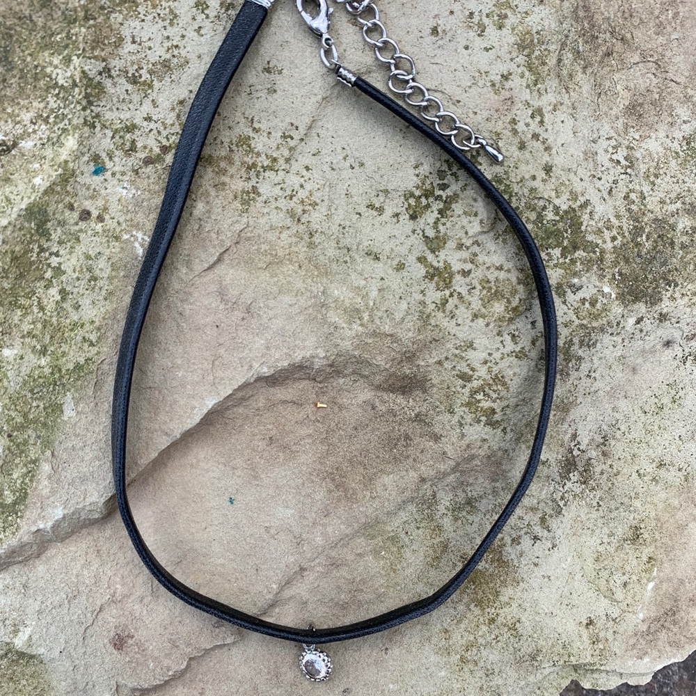Black choker with crystal pendant